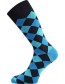 Pánské veselé barevné ponožky Lonka WEAREL 018, kosočtverce, tmavě modrá