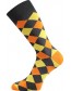 Pánské veselé barevné ponožky Lonka WEAREL 018, kosočtverce, žlutá a oranžová
