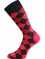 Pánské veselé barevné ponožky Lonka WEAREL 018, kosočtverce, červená a černá