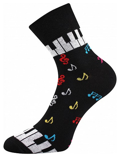 Ponožky Boma IVANA 54, noty, klaviatura, barva černá