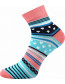 Ponožky Boma JANA 51, světle modrá, vzor srdíčka a proužky