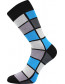 Pánské ponožky Lonka WEAREL 024, mix A, černý lem, kostky v šedé a modré