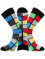 Pánské ponožky Lonka WEAREL 024, mix B, černý lem, kostky barevné s převahou modré