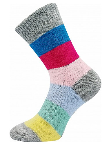 Spací ponožky Boma PRUHY 05 / tyrkys - magenta - růžová - světle modrá - světle zelená - žlutá